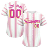 Custom White Gold Tricolor Stripe Fashion Authentic Baseball Jersey