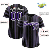Custom Black White Tricolor Stripe Fashion Authentic Baseball Jersey