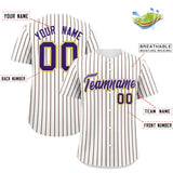 Custom White Gold Tricolor Stripe Fashion Authentic Baseball Jersey