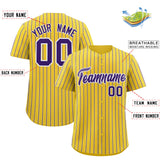 Custom Gold White Tricolor Stripe Fashion Authentic Baseball Jersey