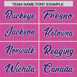 Custom Pink White Tricolor Stripe Fashion Authentic Baseball Jersey