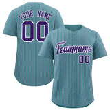 Custom Aqua White Tricolor Stripe Fashion Authentic Baseball Jersey