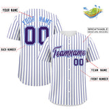 Custom White Powder Blue Tricolor Stripe Fashion Authentic Baseball Jersey