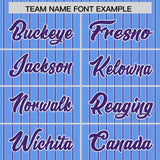 Custom Powder Blue White Tricolor Stripe Fashion Authentic Baseball Jersey