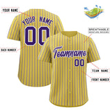 Custom Old Gold White Tricolor Stripe Fashion Authentic Baseball Jersey