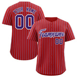 Custom Red White Tricolor Stripe Fashion Authentic Baseball Jersey