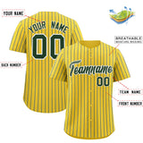 Custom Gold White Tricolor Stripe Fashion Authentic Baseball Jersey