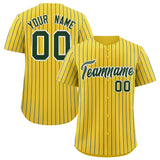 Custom Gold White Tricolor Stripe Fashion Authentic Baseball Jersey