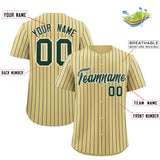 Custom Khaki White Tricolor Stripe Fashion Authentic Baseball Jersey