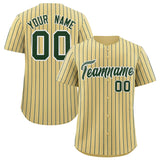 Custom Khaki White Tricolor Stripe Fashion Authentic Baseball Jersey