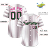 Custom White Pink Tricolor Stripe Fashion Authentic Baseball Jersey