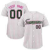 Custom White Pink Tricolor Stripe Fashion Authentic Baseball Jersey