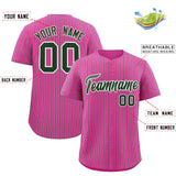 Custom Pink White Tricolor Stripe Fashion Authentic Baseball Jersey