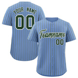 Custom Light Blue White Tricolor Stripe Fashion Authentic Baseball Jersey