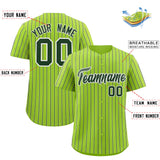 Custom Neon Green White Tricolor Stripe Fashion Authentic Baseball Jersey