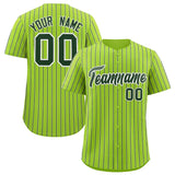 Custom Neon Green White Tricolor Stripe Fashion Authentic Baseball Jersey