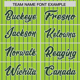 Custom Neon Green White Tricolor Stripe Fashion Authentic Baseball Jersey