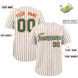 Custom White Kelly Green Tricolor Stripe Fashion Authentic Baseball Jersey