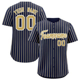 Custom Navy White Tricolor Stripe Fashion Authentic Baseball Jersey