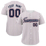 Custom White Navy Tricolor Stripe Fashion Authentic Baseball Jersey