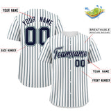 Custom White Navy Tricolor Stripe Fashion Authentic Baseball Jersey