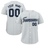 Custom White Navy Tricolor Stripe Fashion Authentic Baseball Jersey