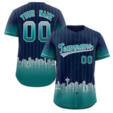 Custom Navy Seattle City Silhouette Authentic Baseball Jersey
