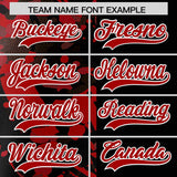 Custom Black Red Split Personalized Graffiti Raglan Sleeve Authentic Baseball Jersey