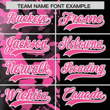 Custom Black Pink Split Personalized Graffiti Raglan Sleeve Authentic Baseball Jersey