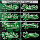 Custom Black Green Split Personalized Graffiti Raglan Sleeve Authentic Baseball Jersey