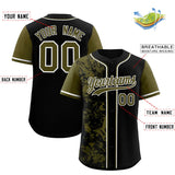 Custom Black Olive Split Personalized Graffiti Raglan Sleeve Authentic Baseball Jersey