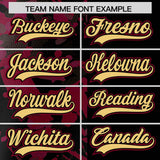 Custom Black Crimson Split Personalized Graffiti Raglan Sleeve Authentic Baseball Jersey