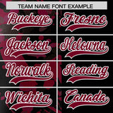 Custom Black Crimson Split Personalized Graffiti Raglan Sleeve Authentic Baseball Jersey