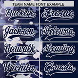 Custom Navy White Split Personalized Graffiti Raglan Sleeve Authentic Baseball Jersey