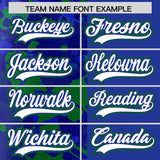 Custom Royal Green Split Personalized Graffiti Raglan Sleeve Authentic Baseball Jersey