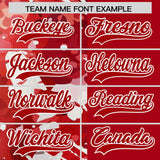 Custom Red White Split Personalized Graffiti Raglan Sleeve Authentic Baseball Jersey