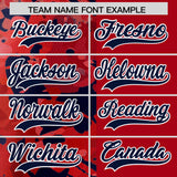 Custom Red Navy Split Personalized Graffiti Raglan Sleeve Authentic Baseball Jersey