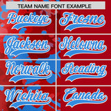 Custom Red Blue Split Personalized Graffiti Raglan Sleeve Authentic Baseball Jersey