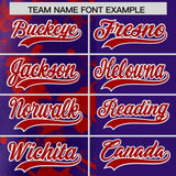 Custom Purple Red Split Personalized Graffiti Raglan Sleeve Authentic Baseball Jersey