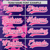 Custom Purple Pink Split Personalized Graffiti Raglan Sleeve Authentic Baseball Jersey