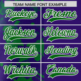 Custom Purple Green Split Personalized Graffiti Raglan Sleeve Authentic Baseball Jersey