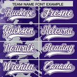 Custom Purple Gray Split Personalized Graffiti Raglan Sleeve Authentic Baseball Jersey