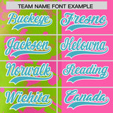 Custom Pink Neon Green Split Personalized Graffiti Raglan Sleeve Authentic Baseball Jersey