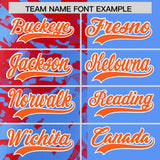 Custom Blue Red Split Personalized Graffiti Raglan Sleeve Authentic Baseball Jersey