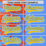 Custom Blue Orange Split Personalized Graffiti Raglan Sleeve Authentic Baseball Jersey