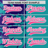 Custom Teal Purple Split Personalized Graffiti Raglan Sleeve Authentic Baseball Jersey