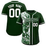 Custom Green White Split Personalized Graffiti Raglan Sleeve Authentic Baseball Jersey