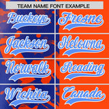 Custom Orange Royal Split Personalized Graffiti Raglan Sleeve Authentic Baseball Jersey