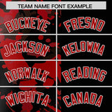 Custom Black Red Split Personalized Graffiti Raglan Sleeve Authentic Baseball Jersey