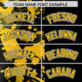 Custom Black Yellow Split Personalized Graffiti Raglan Sleeve Authentic Baseball Jersey